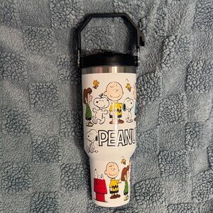 Peanuts White Travel Tumbler with Colorful Cartoon Characters